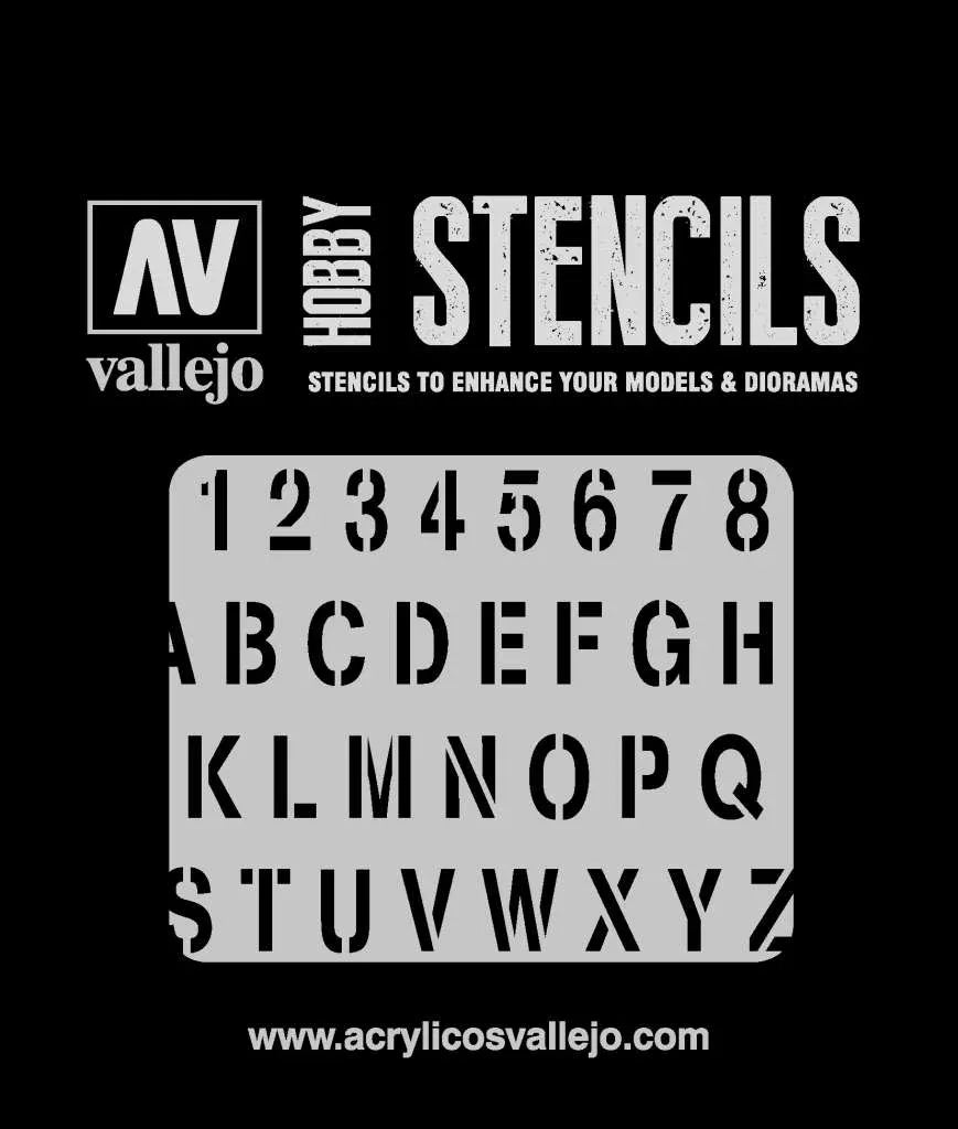Vallejo Stencil Stlet002 - Stamp Font - Robotto