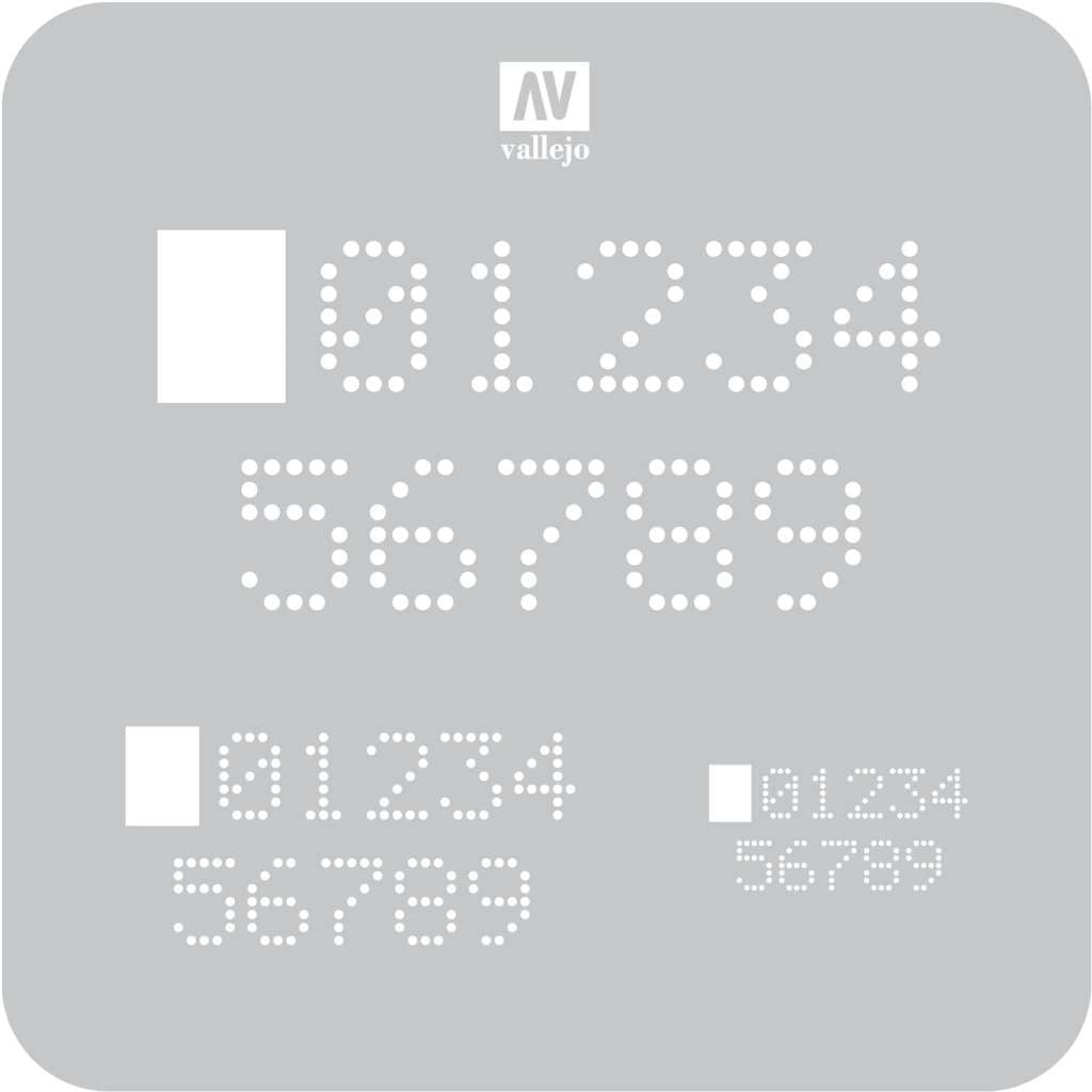 Vallejo Stencil STSF004 Digital Numbers vallejo