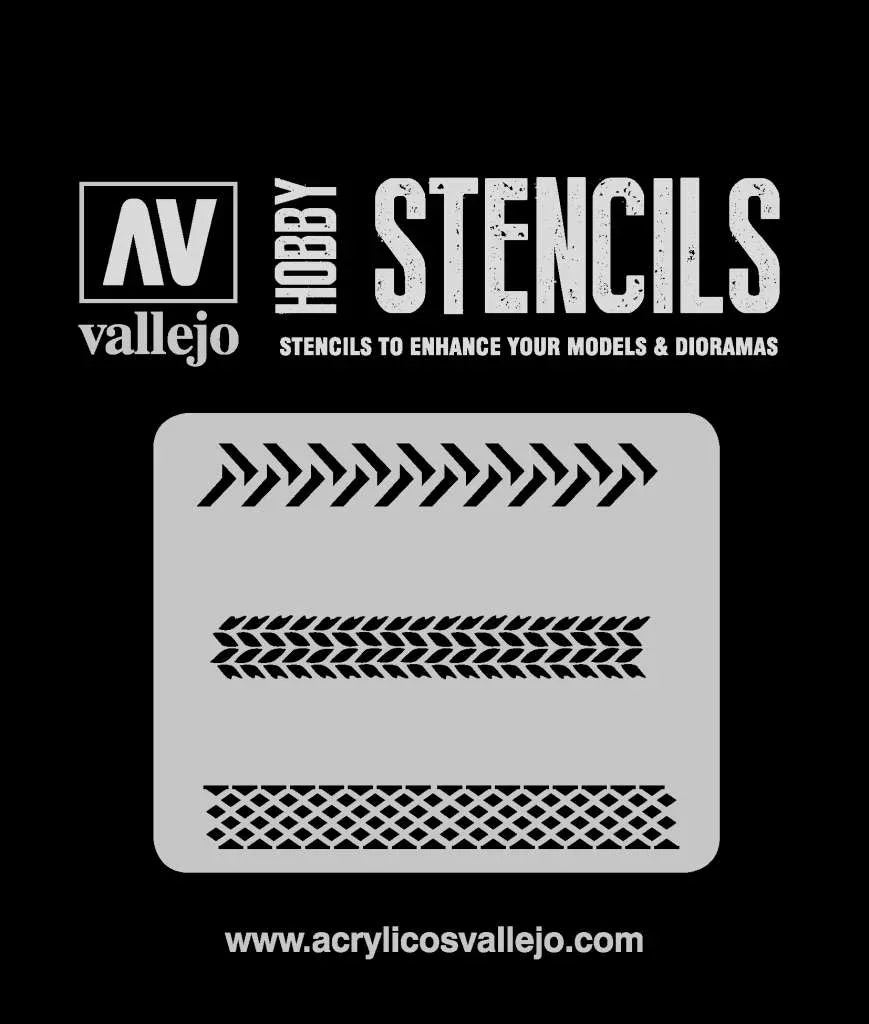 Vallejo Stencil STTX002 - Tyremarkings för Modeller - Robotto