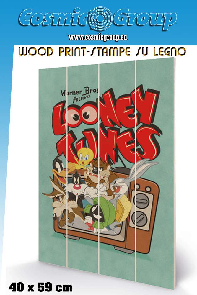 Looney Tunes Retro TV Trätryck pyramid international