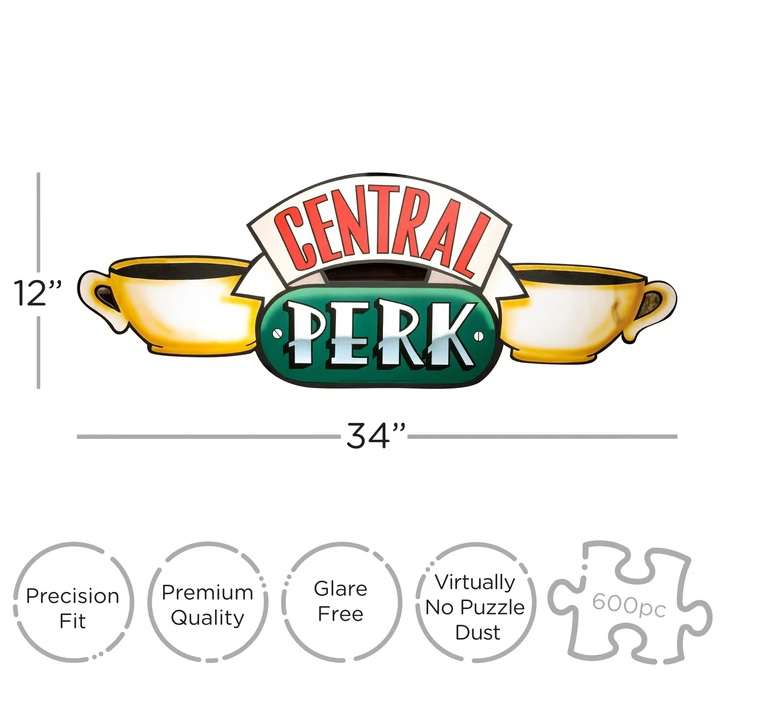 Friends 2-sidig formad 600 bitars pussel - Central Perk aquarius ent
