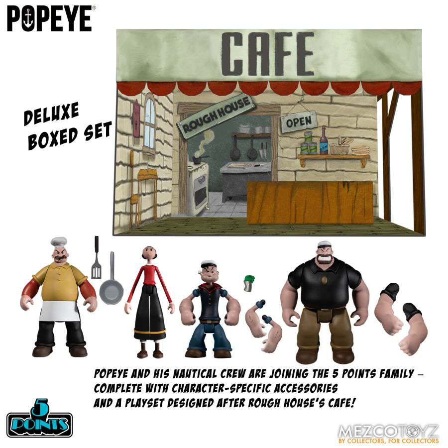 5 Points Popeye Box Set - Deluxe Figurer och Lekset mezco toys