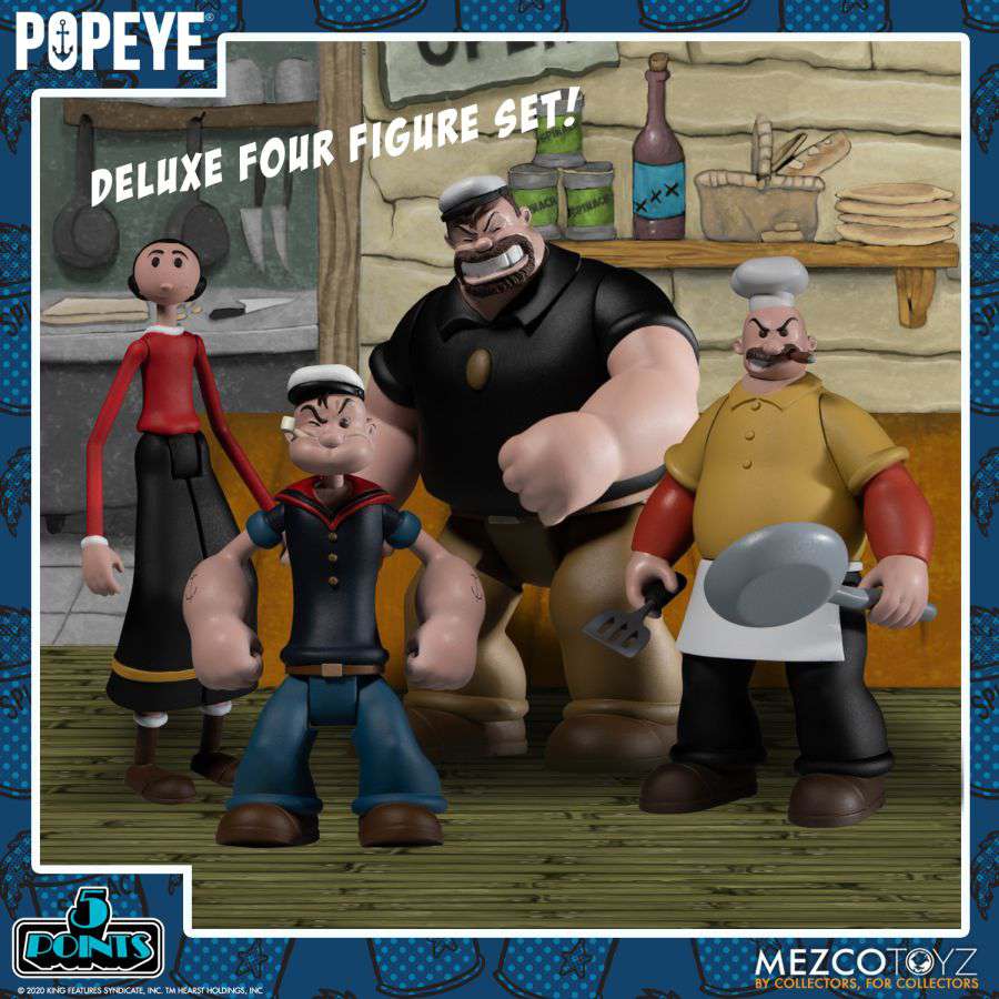 5 Points Popeye Box Set - Deluxe Figurer och Lekset mezco toys