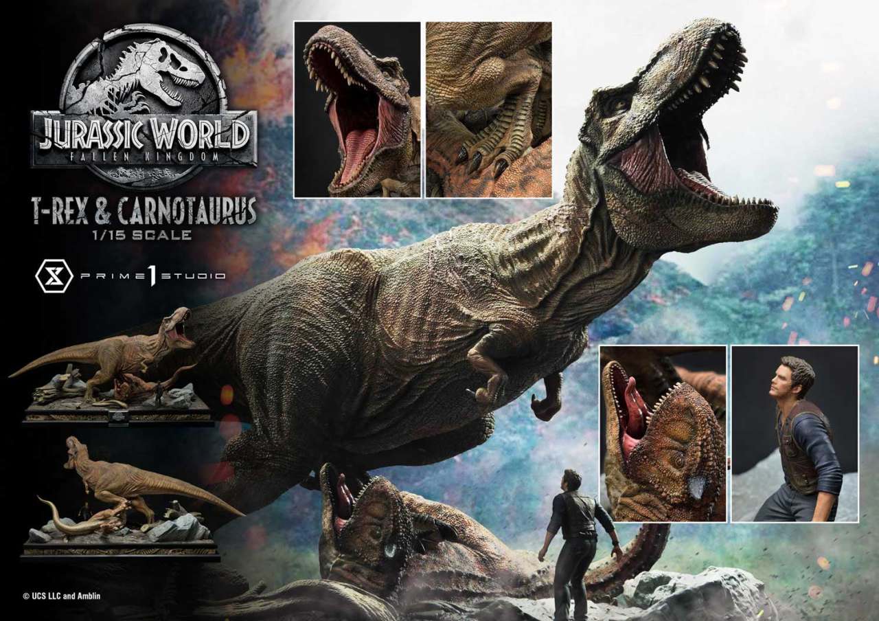 Jurassic World T-Rex & Carnotaurus Staty prime 1