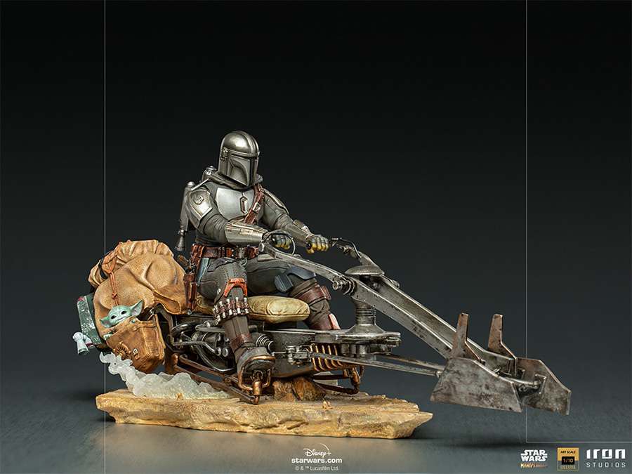 Mandalorian på Speederbike 1/10 Deluxe Art Skala iron studios