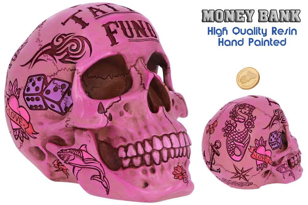 Rosa Tatuering Skalle Pengabank - Robotto