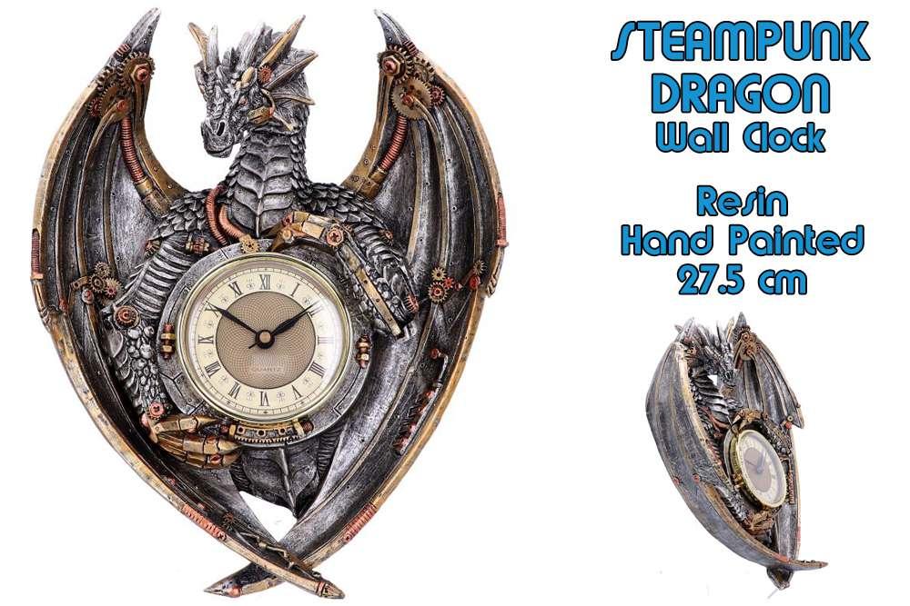 Steampunk Dragon Väggklocka - Robotto