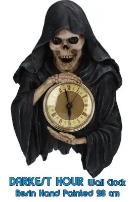 Grim Reaper Klocka - 28 cm Handmålad Resinfigur