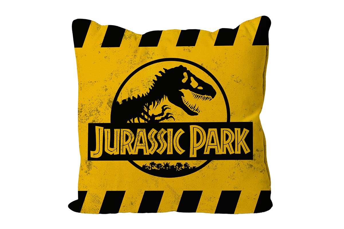 Jurassic Park Caution Logo Gult Fyrkantig Kuddfodral - Robotto