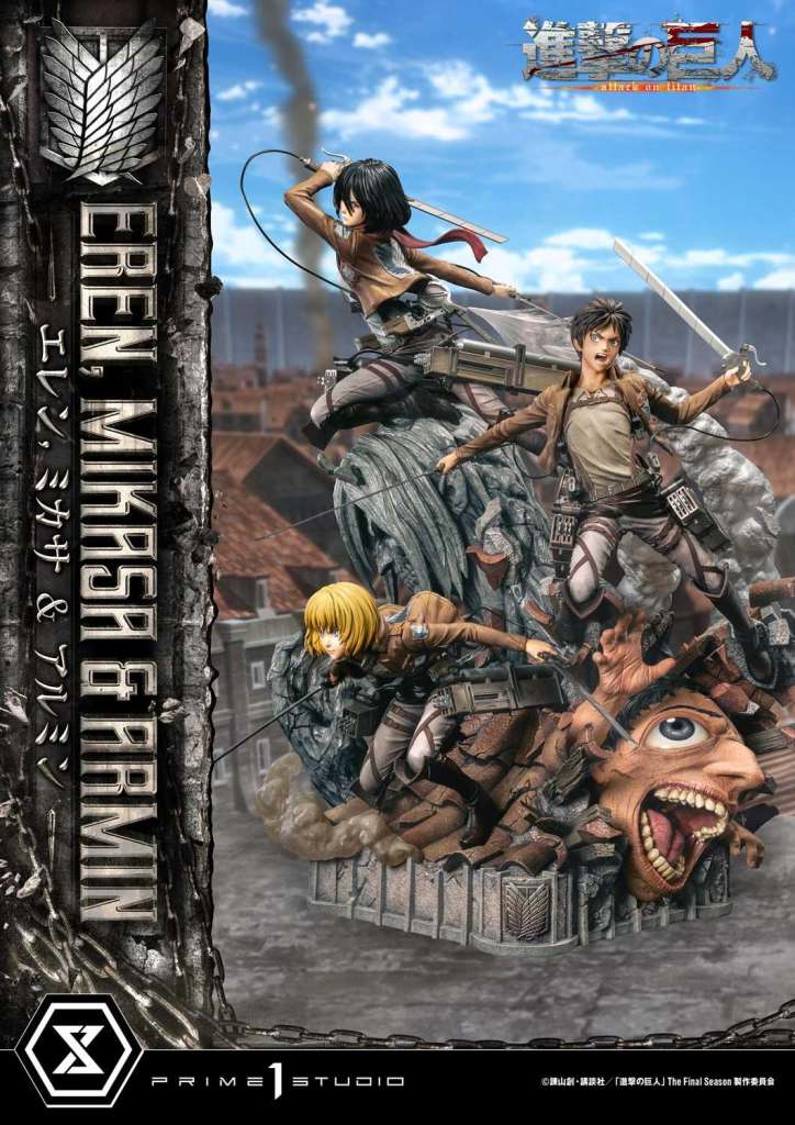 Aot Eren Mikasa Armin 1/4 Premium Staty prime 1