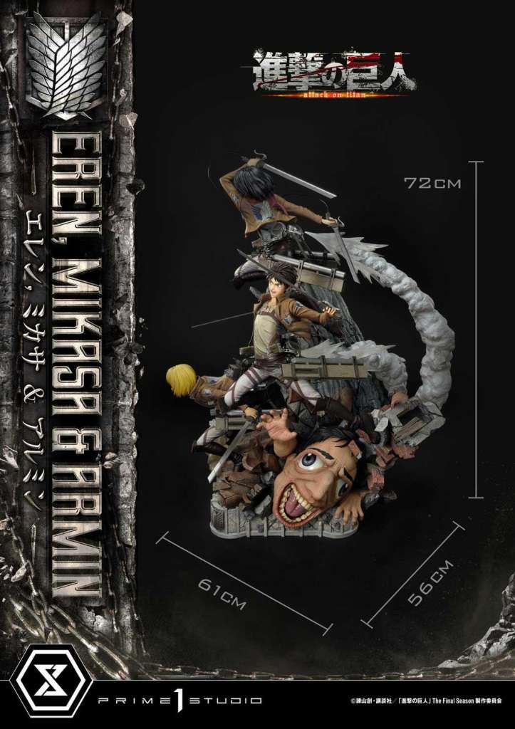 Aot Eren Mikasa Armin 1/4 Premium Staty prime 1