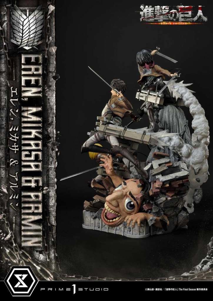 Aot Eren Mikasa Armin 1/4 Premium Staty prime 1