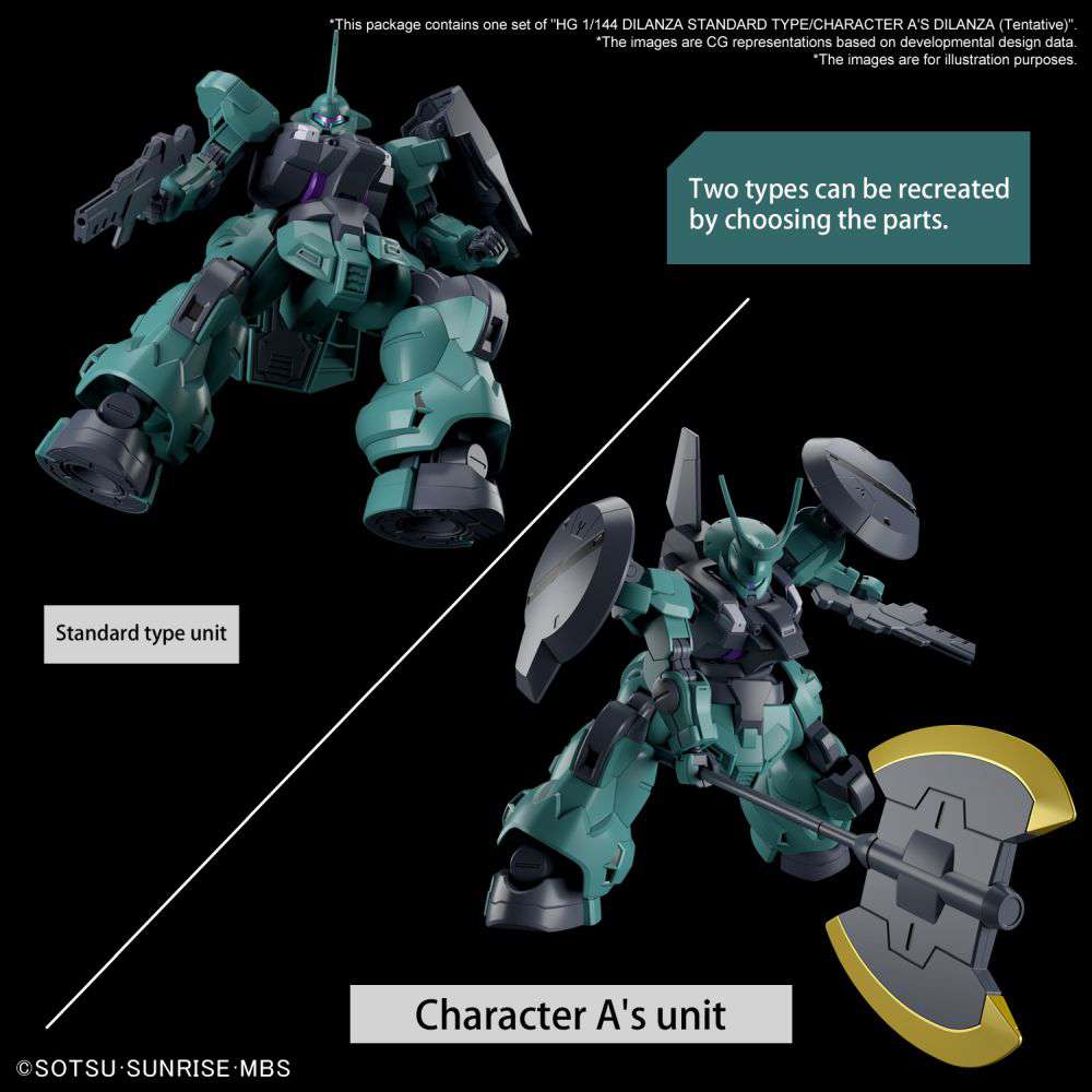 Hg Dilanza Standard Type/Lauda 1/144 – Professionell Modellbyggsats bandai model kit gunpla