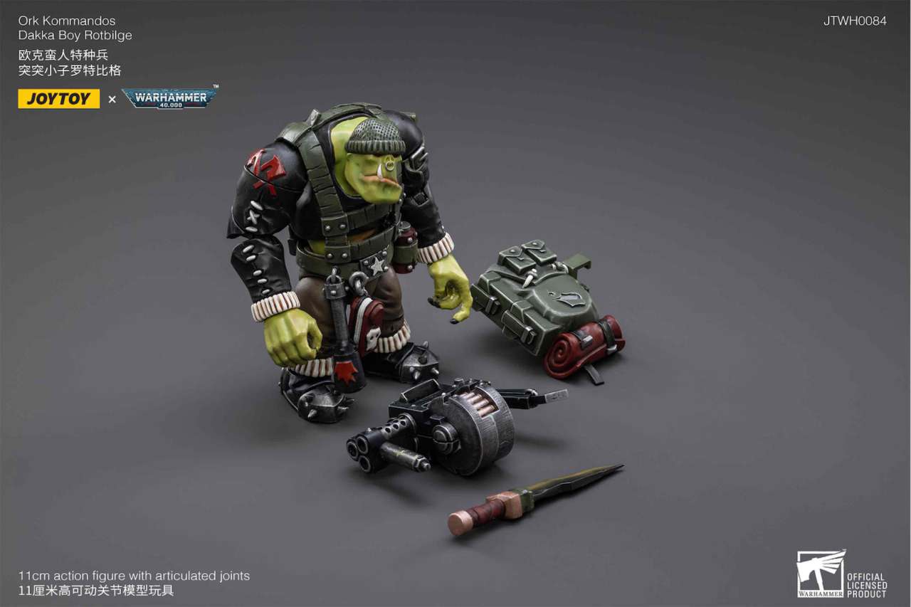 WH40K Ork Kommandos Dakka Boy Rotbilge 1/18 Skala Figur joytoy