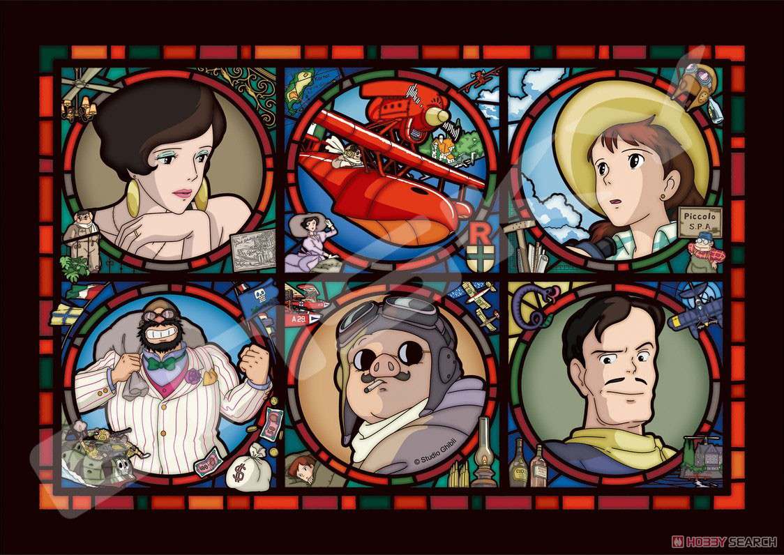 Porco Rosso 208-delars Glasfönster Puzzle studio ghibli