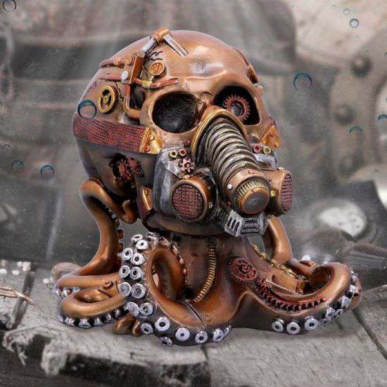 Octo Respirat Bronze Steampunk Skull Fig nemesis now