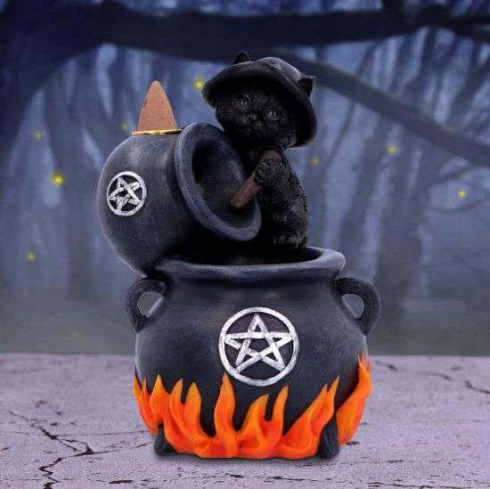 Brew Black Cat Backflow Incense Burner nemesis now