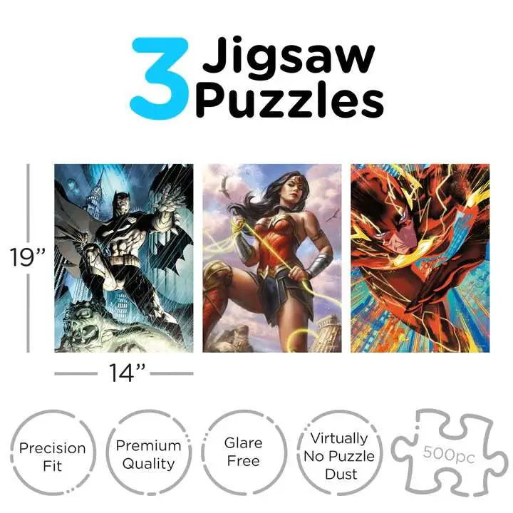 Dc Comics Hjältar 500-bitars pusselset (3 stycken)