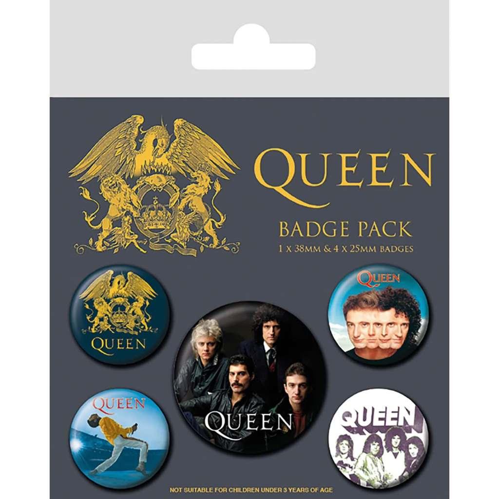 Queen Classic Badge Pack - 5 Metal Enamel Badges - Robotto