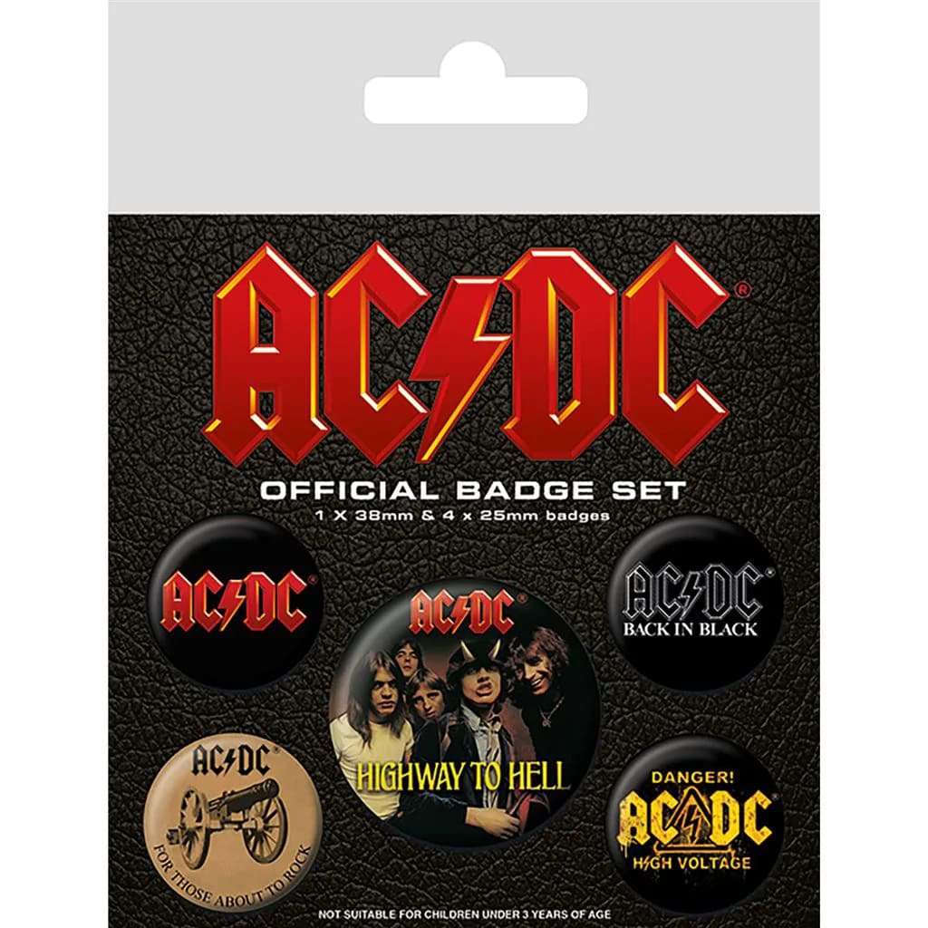 AC/DC Badge Pack – 5 Metal Emblems pyramid international
