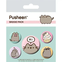Pusheen Says Hi Badge Pack – 5 Styla Badges i Metall - Robotto