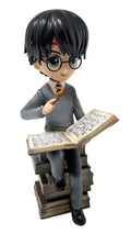 Harry Potter Figur: Harry på en Hög av Trollkorsböcker plastoy
