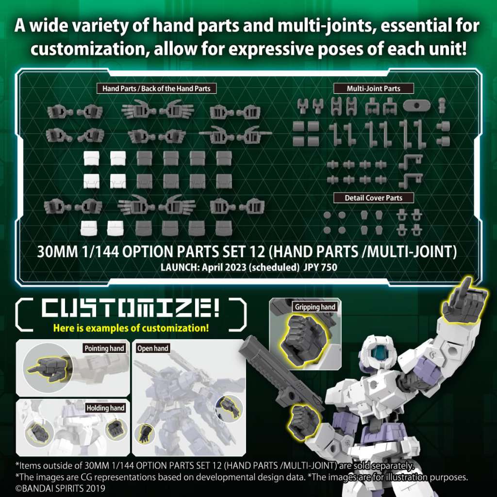 30MM Op Parts Set 12 Hand Parts 1/144 bandai model kit gunpla