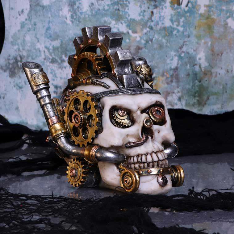 Steampunk Mekanisk Metallskalle nemesis now