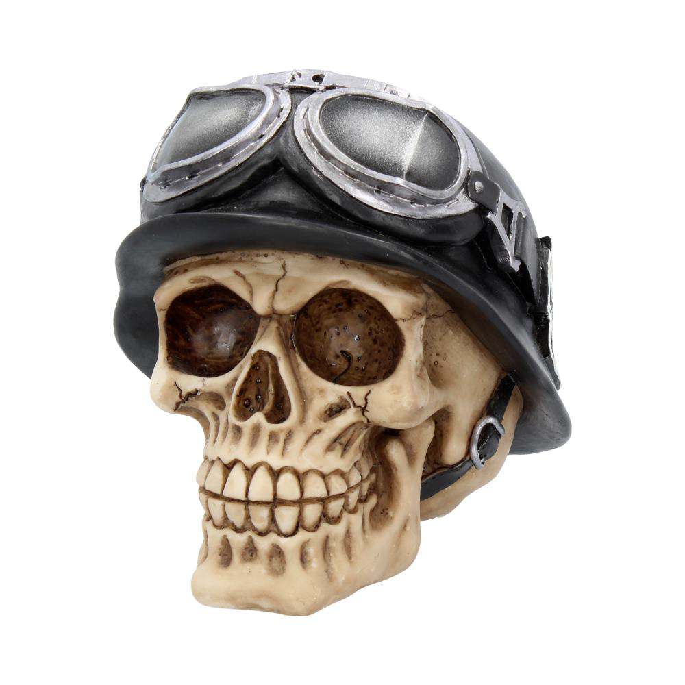 Skull med hatt och järnkors hjälm för bikers nemesis now