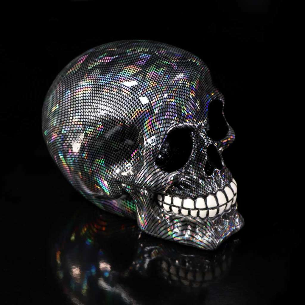 Holografisk Silver Skull Ornament nemesis now