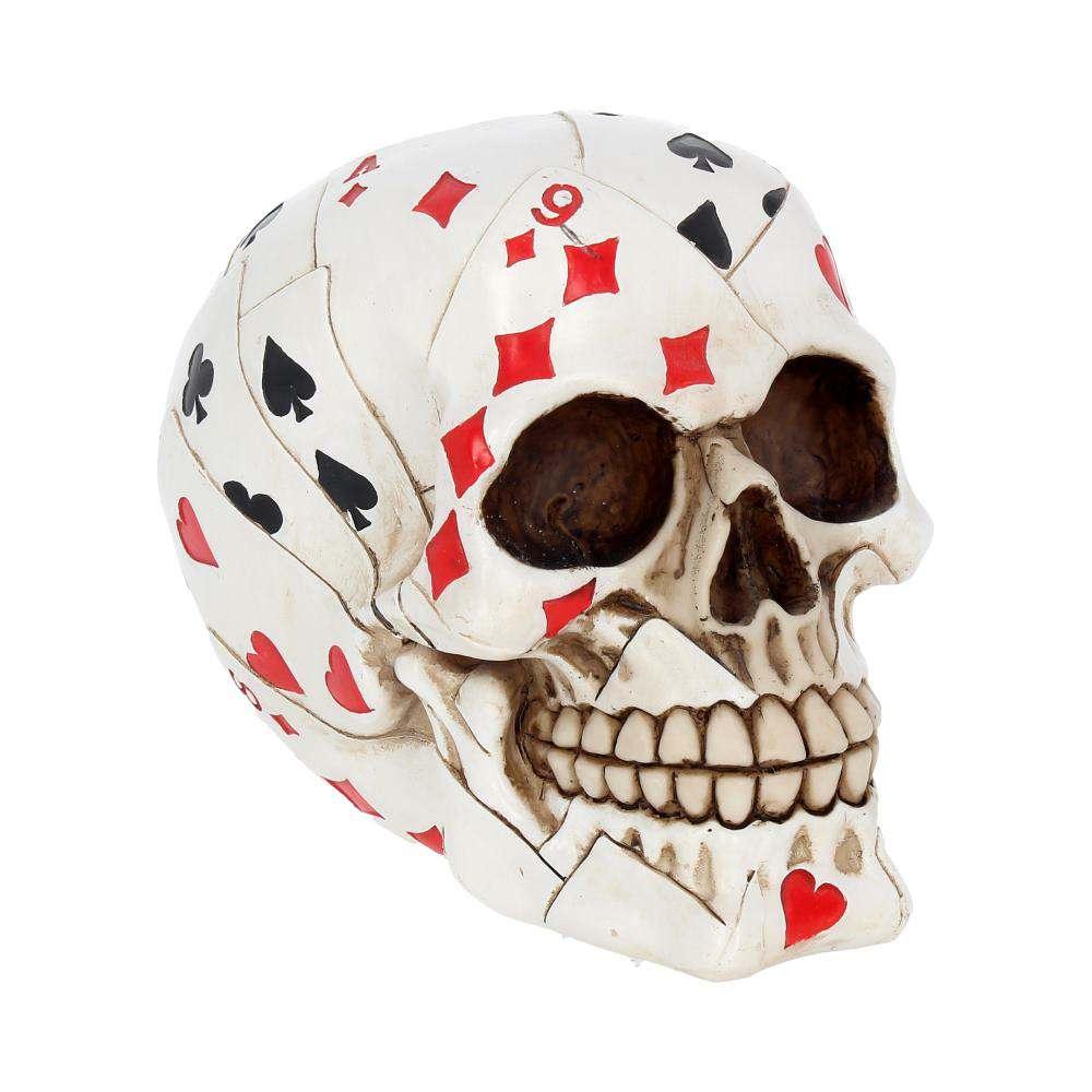 Skull Ornament med Spelkort i Hand - Robotto