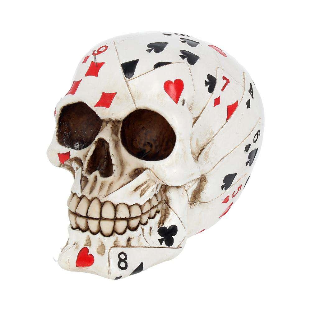 Skull Ornament med Spelkort i Hand - Robotto