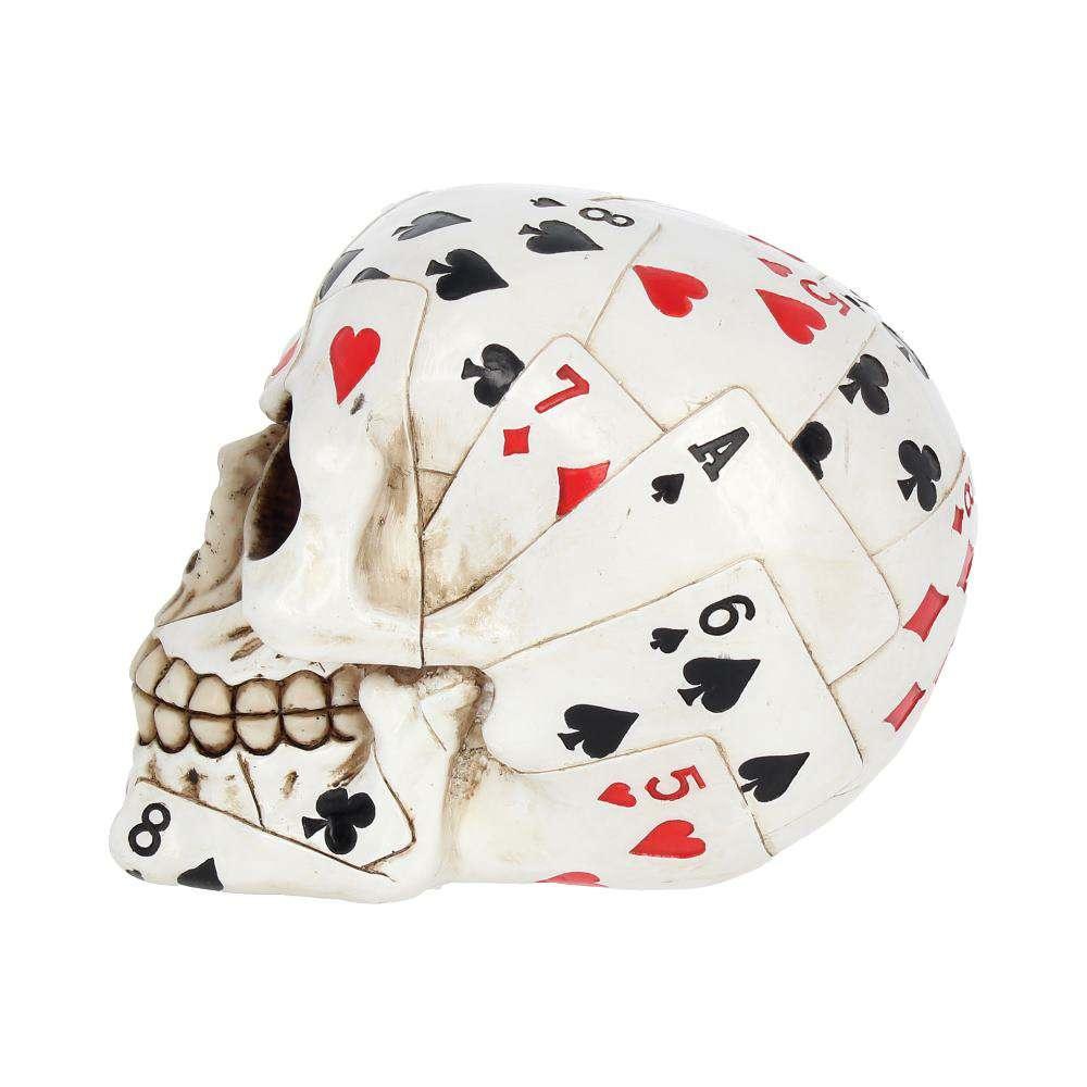 Skull Ornament med Spelkort i Hand - Robotto