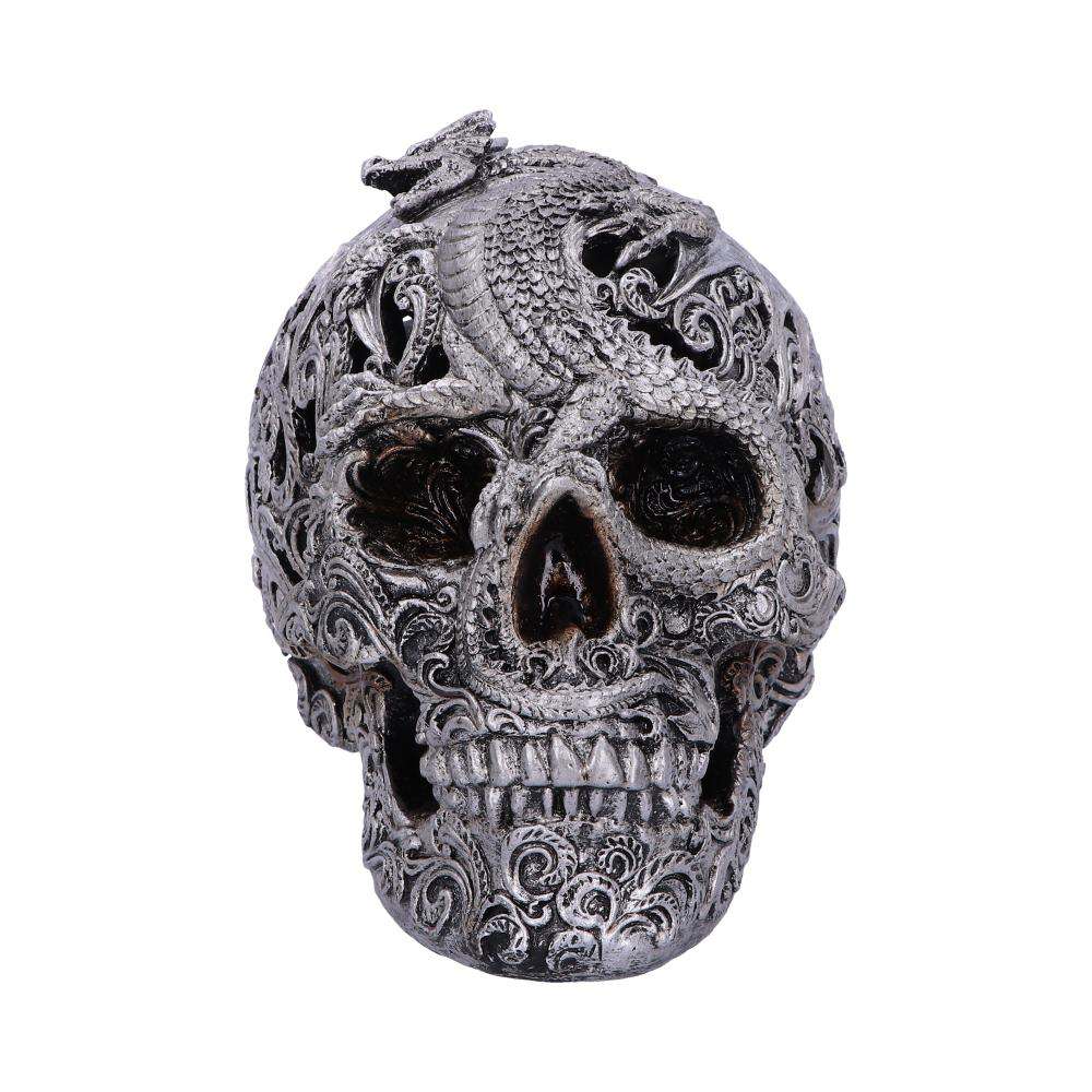 Skull Ornament Silver Cranial Drakos nemesis now