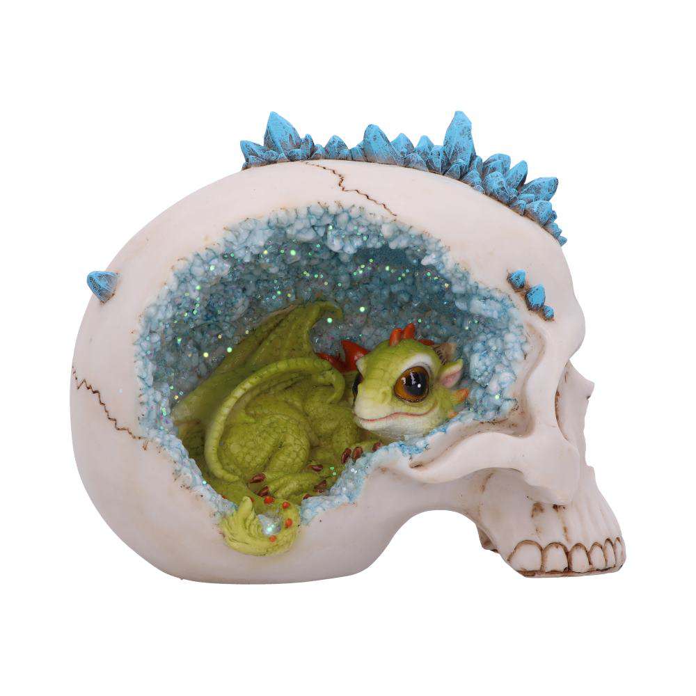 Skull Crystal Cave Blue Dragon – Eleganta Resin Skallar nemesis now