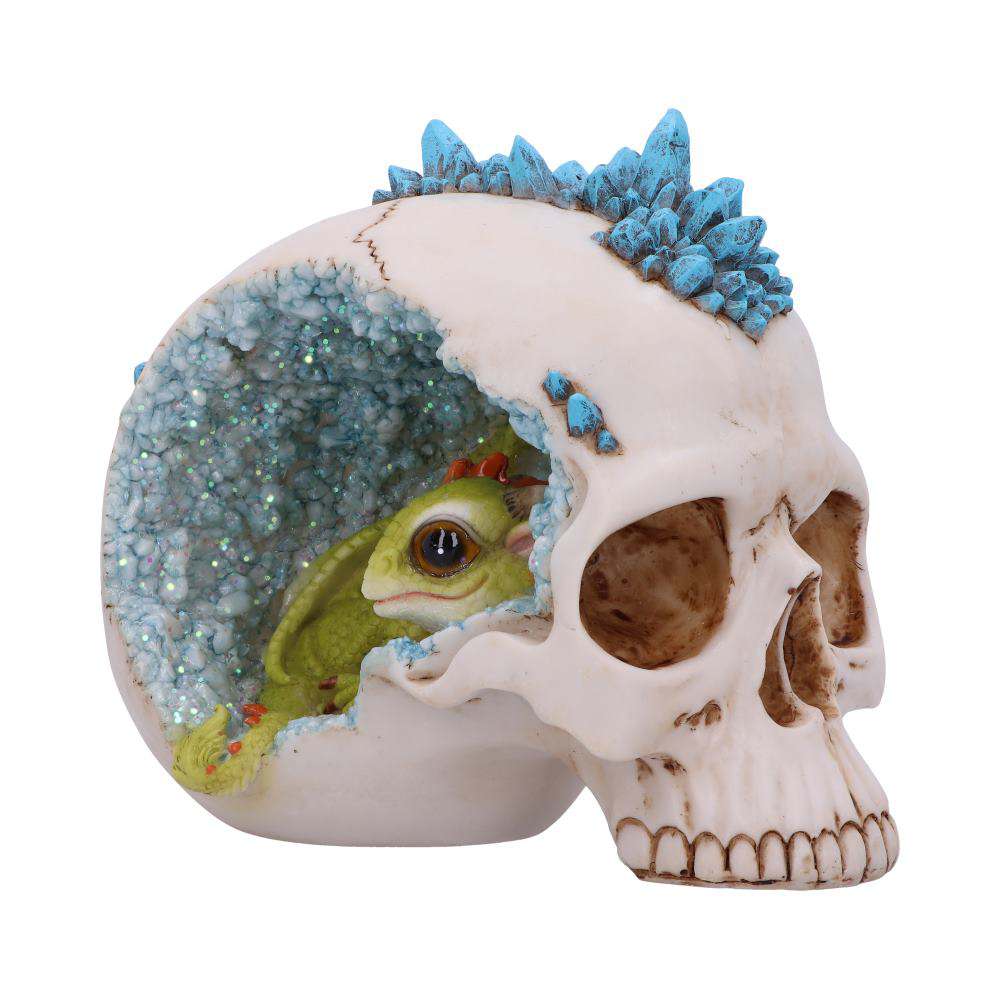 Skull Crystal Cave Blue Dragon – Eleganta Resin Skallar nemesis now