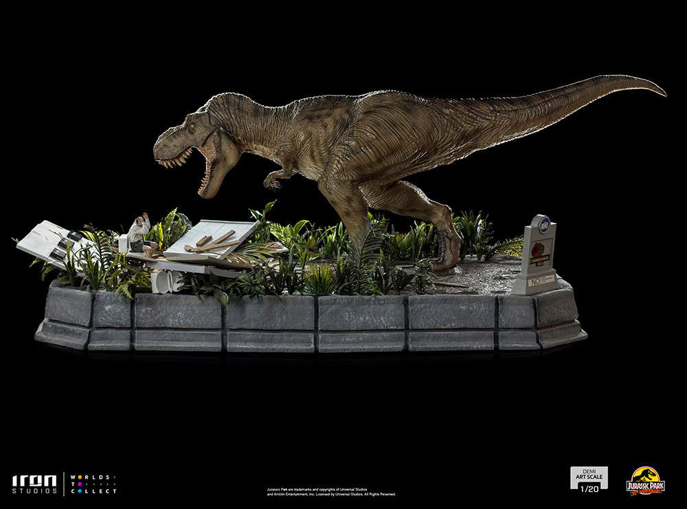 Jp Rex & Donald 1/20 Staty - Jurassic Park Samlarobjekt iron studios