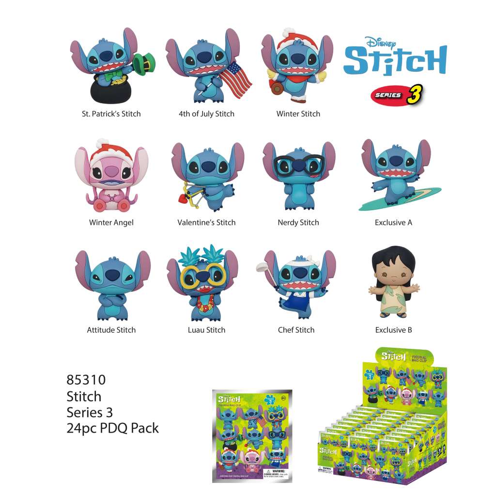 Stitch S3 Bag Clip Blind Box Display (24) monogram