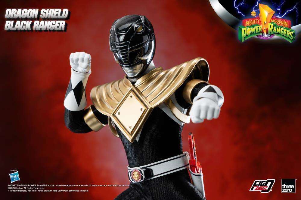 Mmpr Dragon Shield Black Ranger 1/6 AF threea toys/threezero