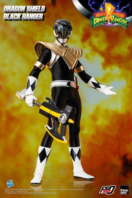 Mmpr Dragon Shield Black Ranger 1/6 AF threea toys/threezero