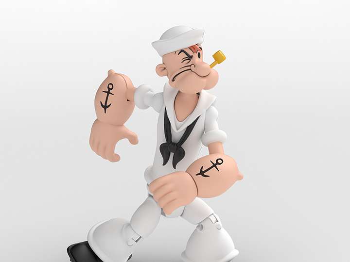 Popeye Wave 2 Figurer - Popeye i Vit Kostym boss fight studio