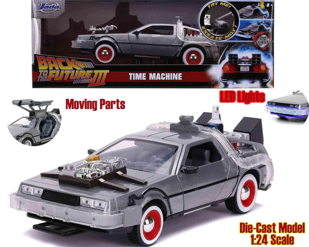 Tillbaka till Framtiden Del 3 - 1982 DeLorean DMC-12 - 1:24 Die-Cast Modell med Ljus - Robotto