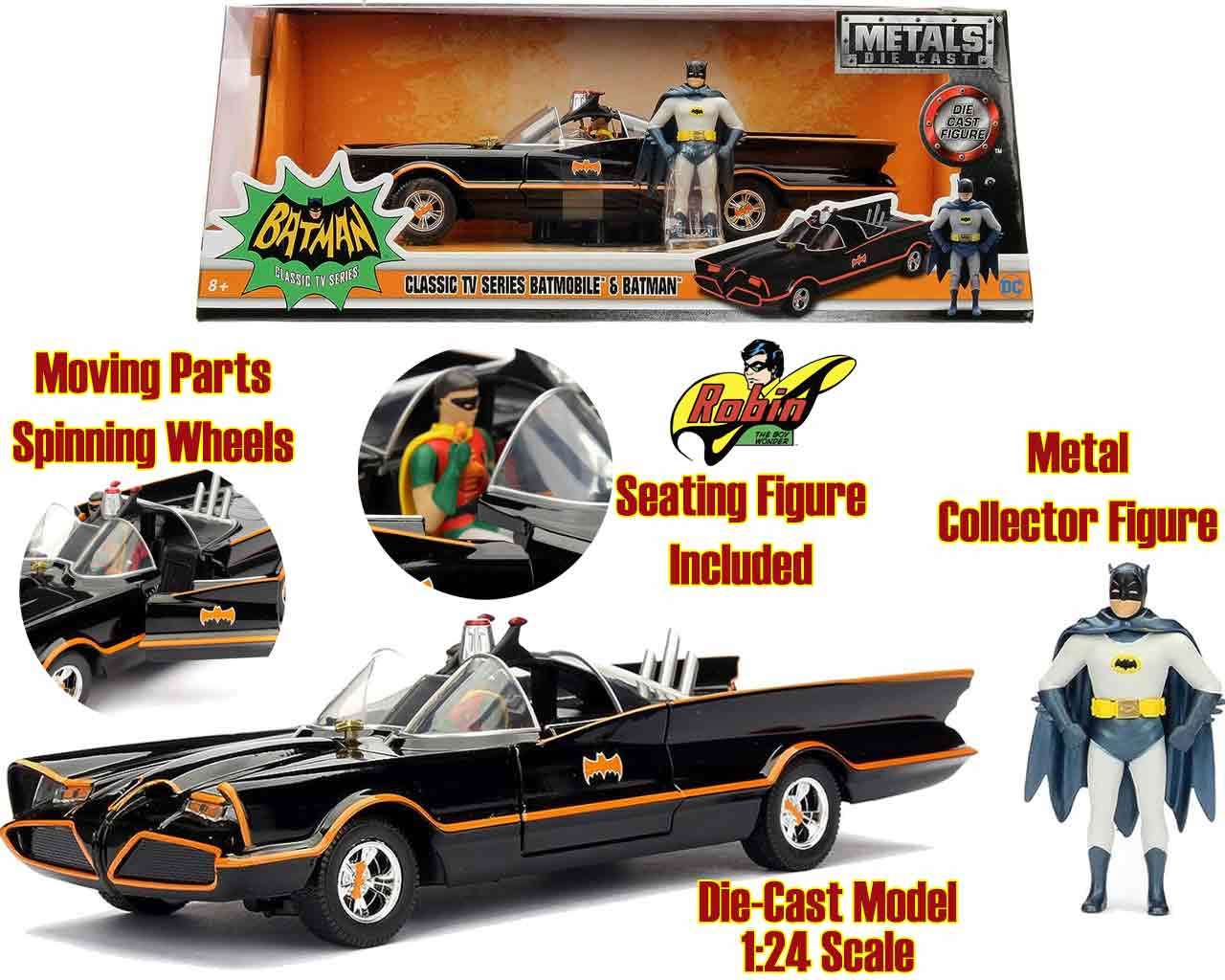 Batman 1966 - Batmobil med Batman & Robin - 1:24 Die-Cast Modell jada toys