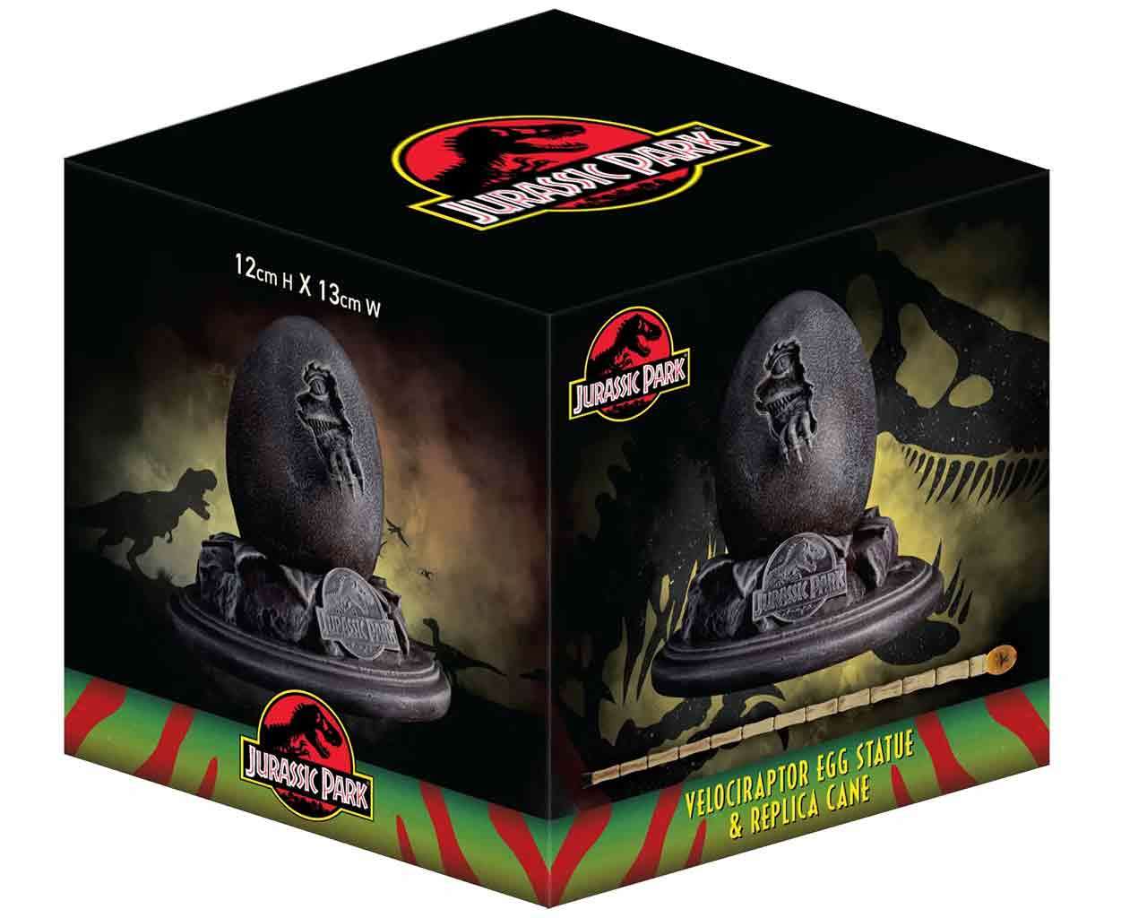 Jurassic Park 30th Anniversary Velociraptor Egg Statue & John Hammond Cane Replica Set fanattik