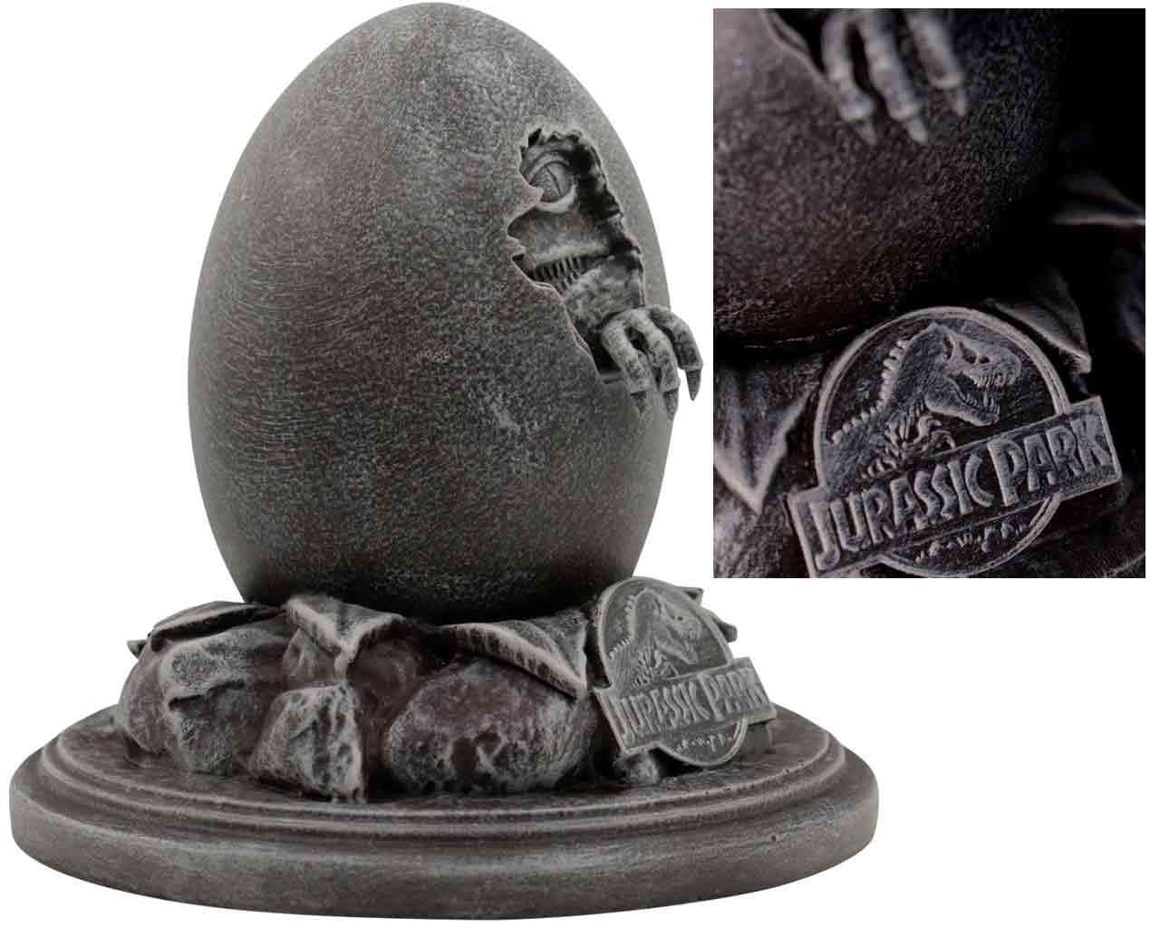 Jurassic Park 30th Anniversary Velociraptor Egg Statue & John Hammond Cane Replica Set fanattik