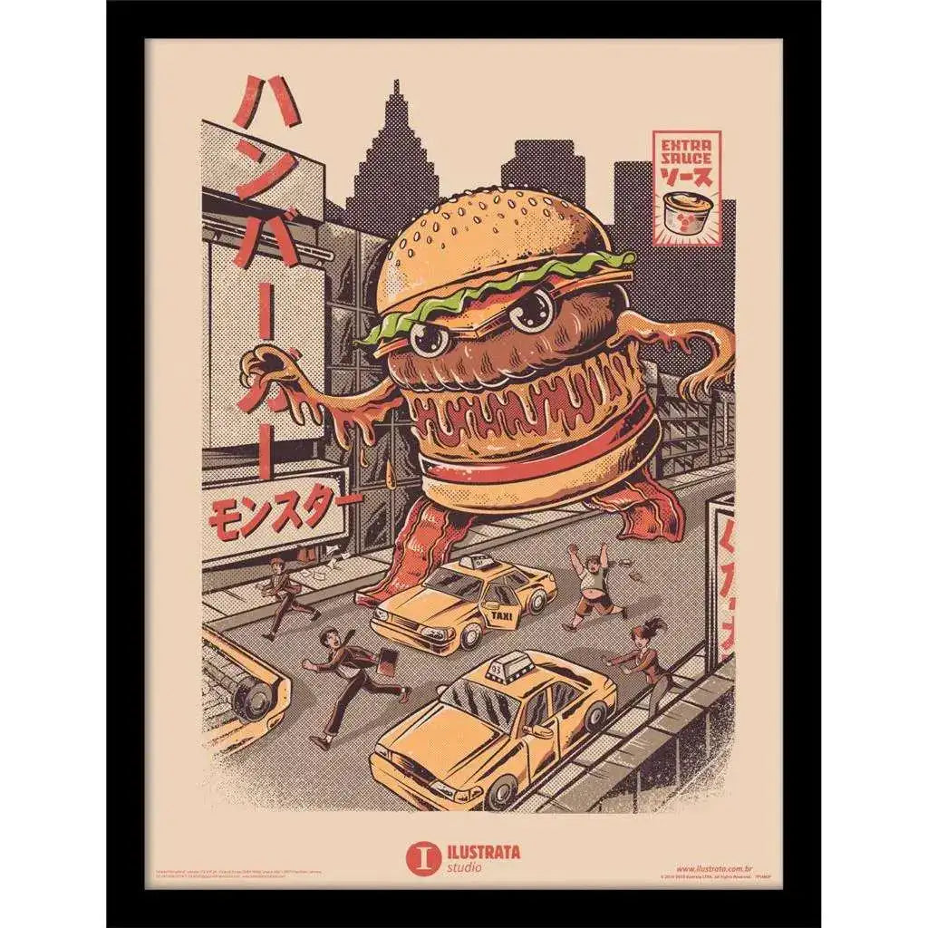 ILUSTRATA BURGERZILLA COLLECTOR PRINT FRAMED