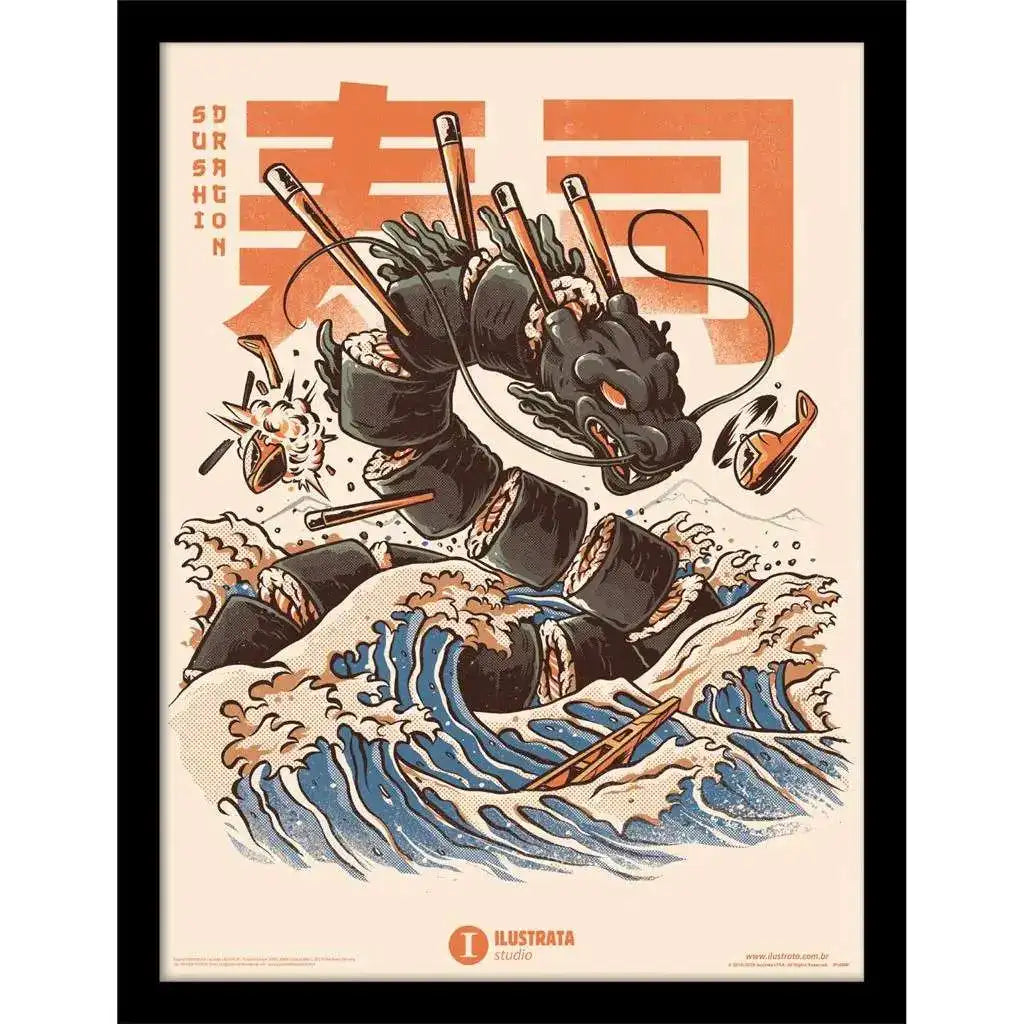 ILUSTRATA SUSHI DRAGON COLLECTOR PRINT FRAMED