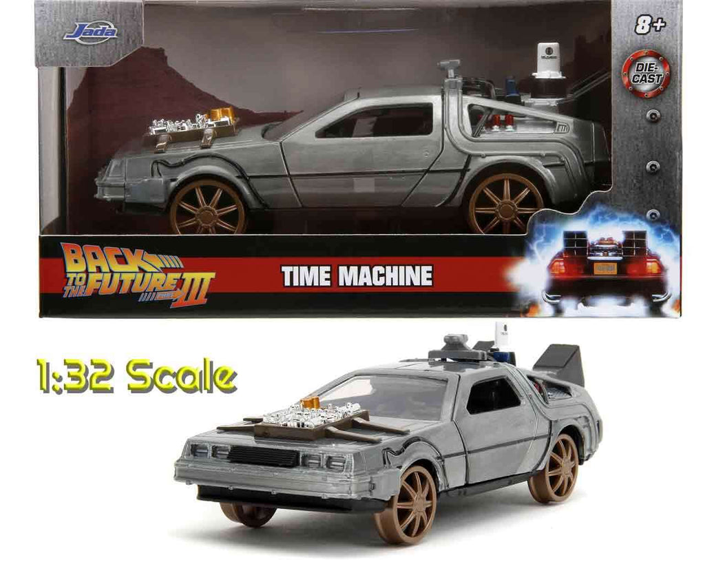 Tillbaka till Framtiden Del 3 - 1982 DeLorean DMC-12 med Järnvägshjul - 1:32 Die-Cast Modell Begränsad Upplaga jada toys