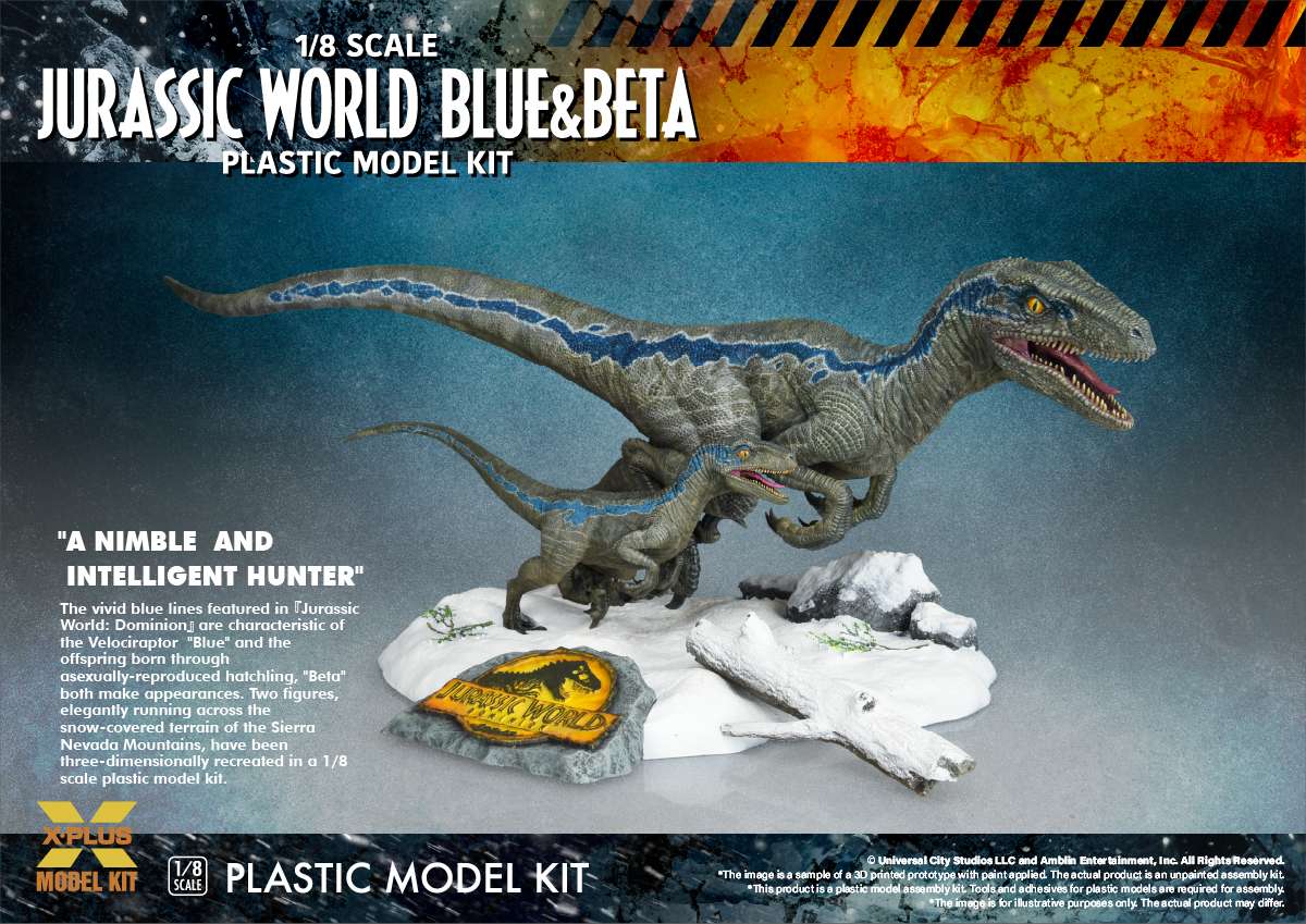 Jurassic World Dominion Velociraptor Blue & Beta 1/8 Modellkit x-plus
