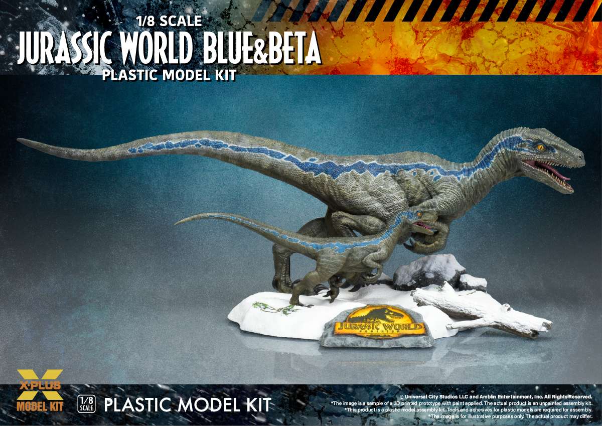 Jurassic World Dominion Velociraptor Blue & Beta 1/8 Modellkit x-plus